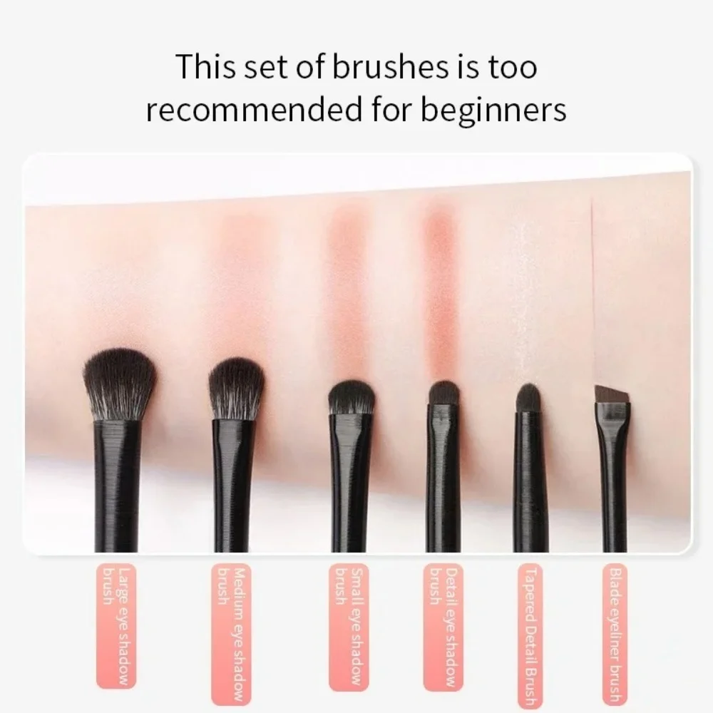6PCS Professional Eye Makeup Brush Set Soft Bristle Eyeshadow Eyebrow Eyeliner Contour Detail Brush Facial Cosmetic Beauty Tools