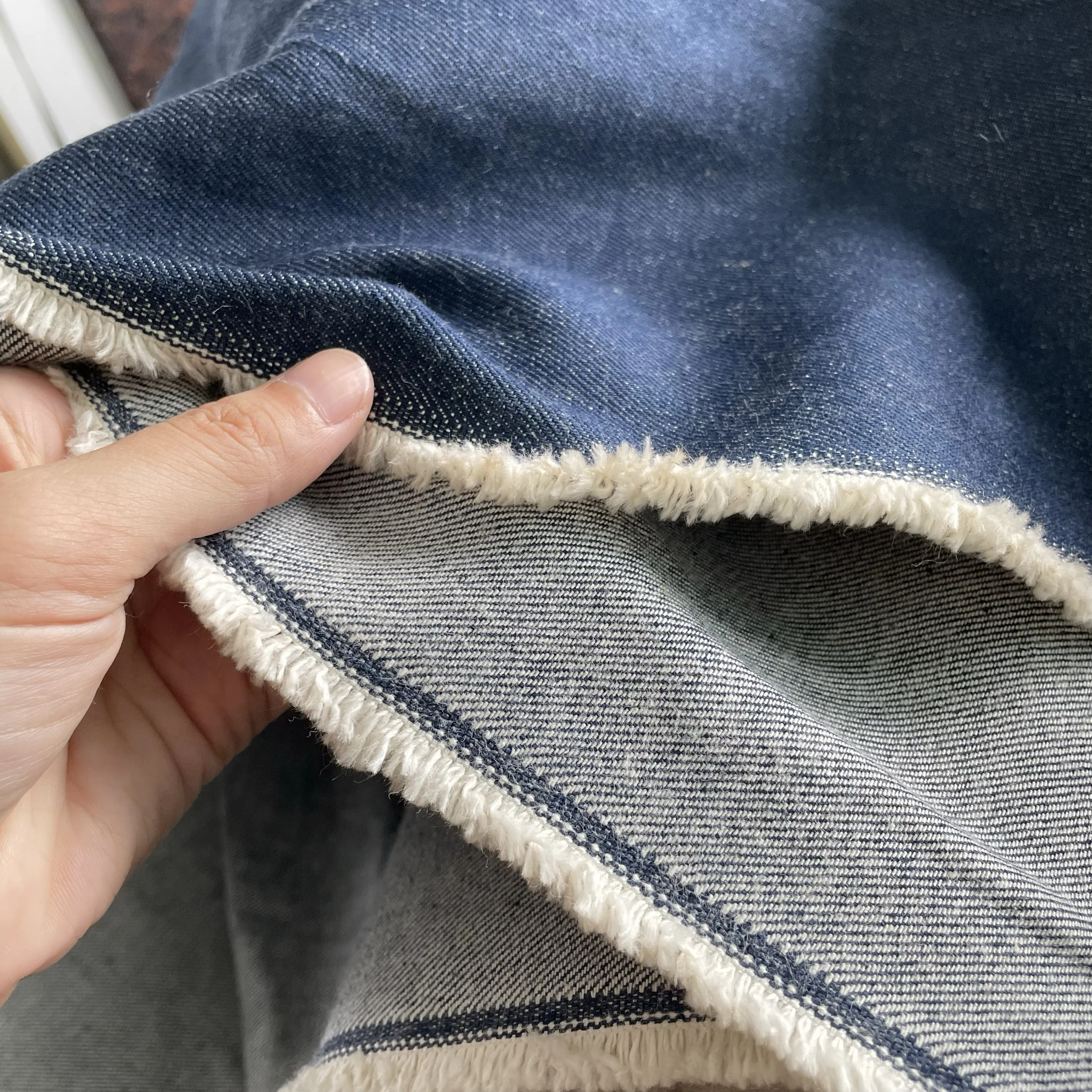 

Pure Cotton Denim Fabric Original Blue Vintage Unbleached Cotton Jeans Material Handcraft DIY Home Fabric Sponge Pad