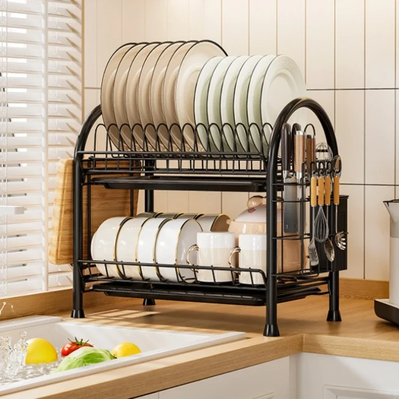 

Stable household countertop bowl and plate rack, dish rack, knife rack, chopstick cage integrated storage rack, dish cabinet