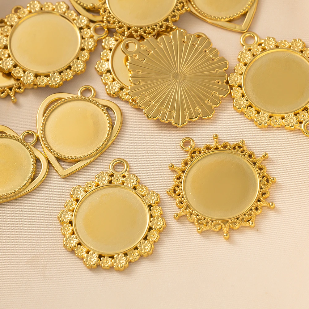 2 Stück Edelstahl-Anhänger Kameo-Cabochons Leere Fassung Charms für DIY Schmuckherstellung Halsketten Zubehör Komponenten – Detail 1