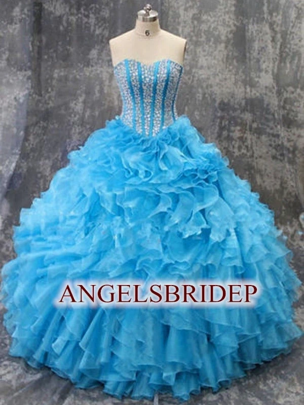 

ANGELSBRIDEP Sweetheart Quinceanera Dresses For 15 Party Sparking Beading Bodice Organza Formal Junior Princess Birthday HOT