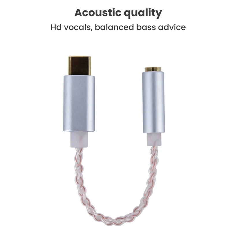 ABSJ-HIFI DAC Kopfhörerverstärker USB Typ C auf 3,5 mm Kopfhörer-Audio-Adapter 32Bit 384 kHz Digital-Decoder AUX-Konverter