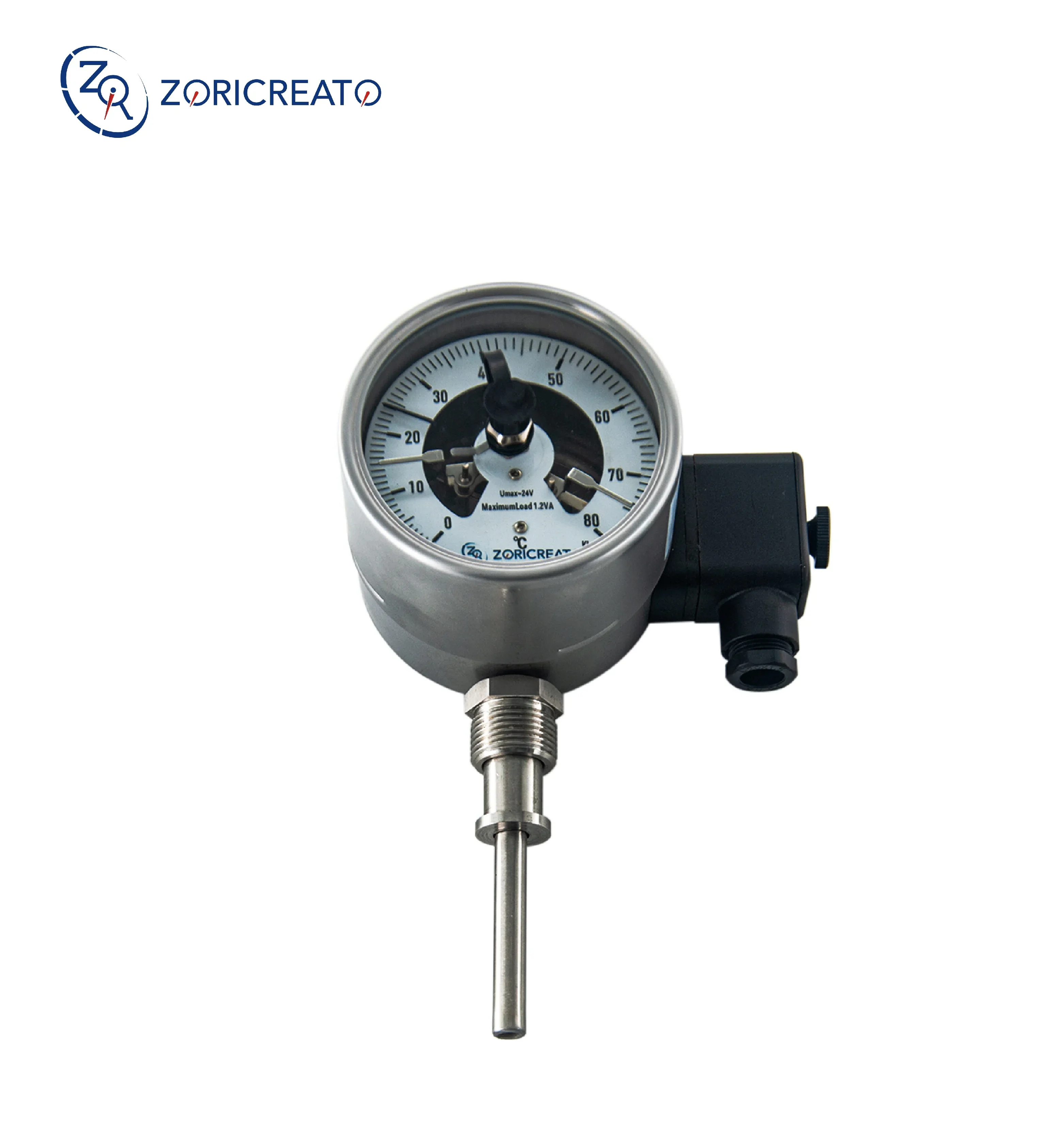 Bimetal Thermometer with Electrical Contact Radial Axial Alarm Industrial Long Stem SS316 Vibration Gauge Bimetal Thermometer