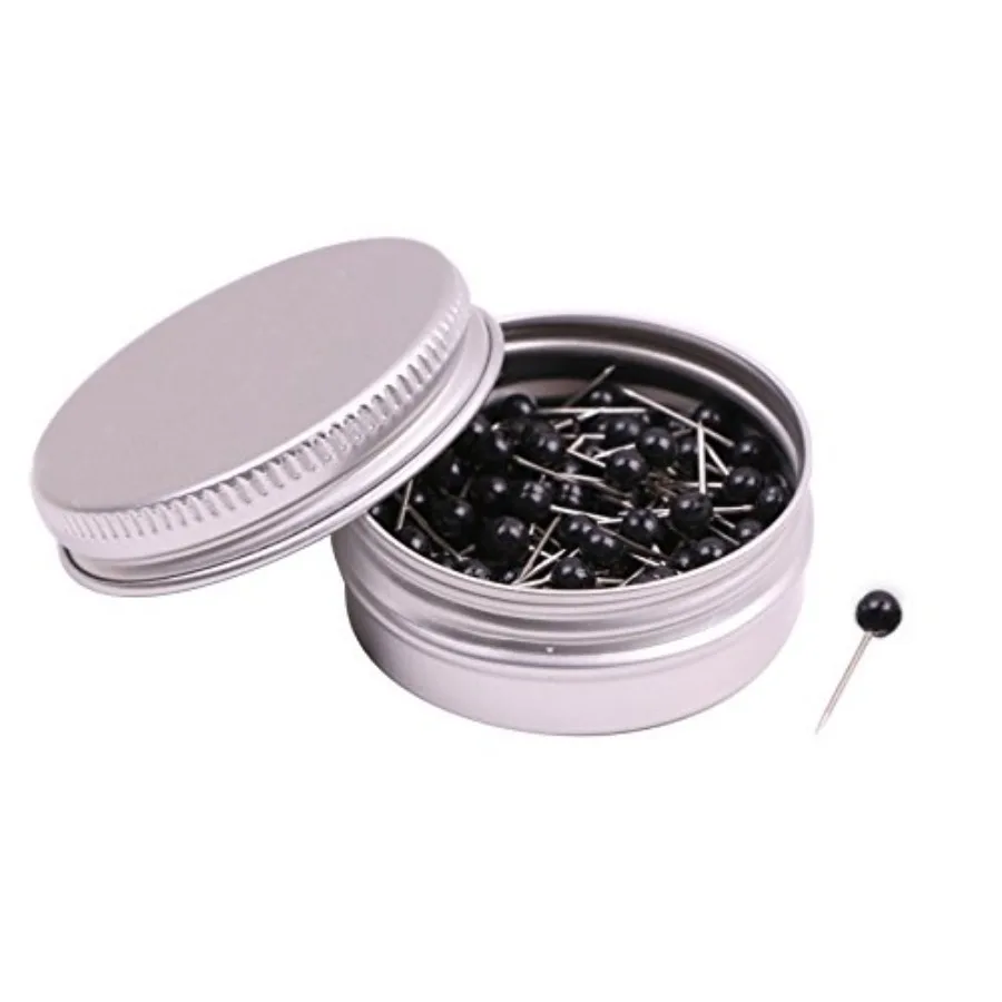 

1/8 Inch Small Round Head Map Tacks Pins for Home Office Use and DIY Craft Project Black, 100PCS