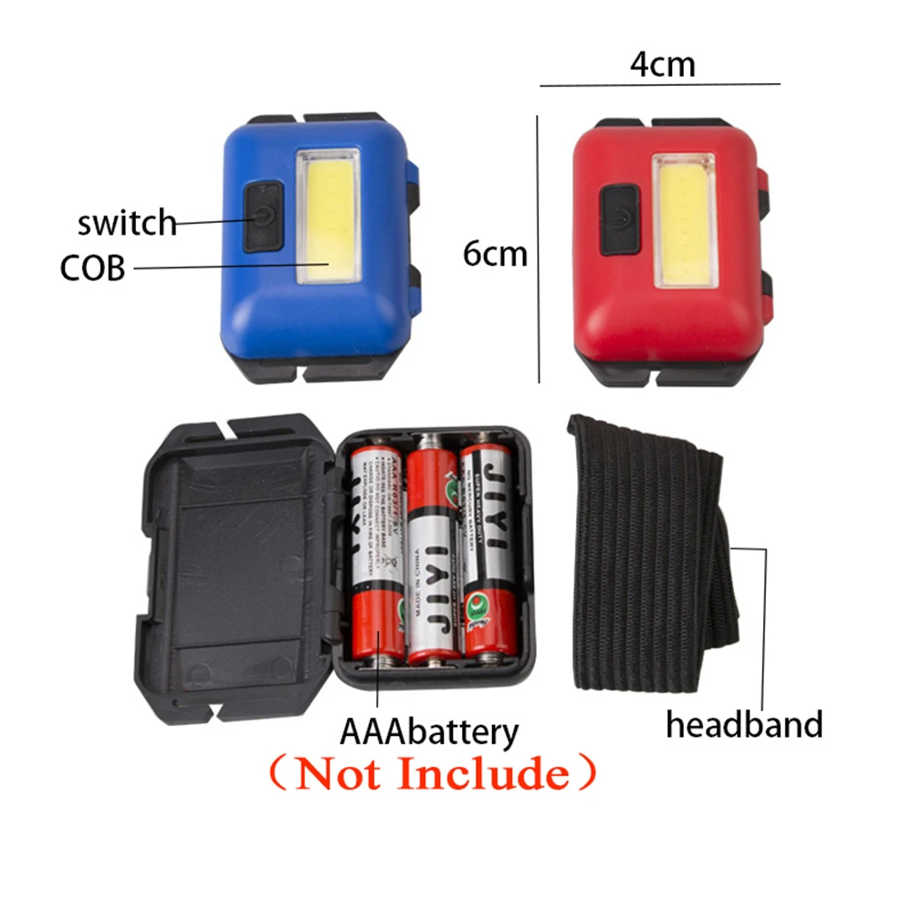 Lampu depan LED COB Mini, senter kepala lentera untuk berkemah malam 1/3/5 buah 3 mode tahan air