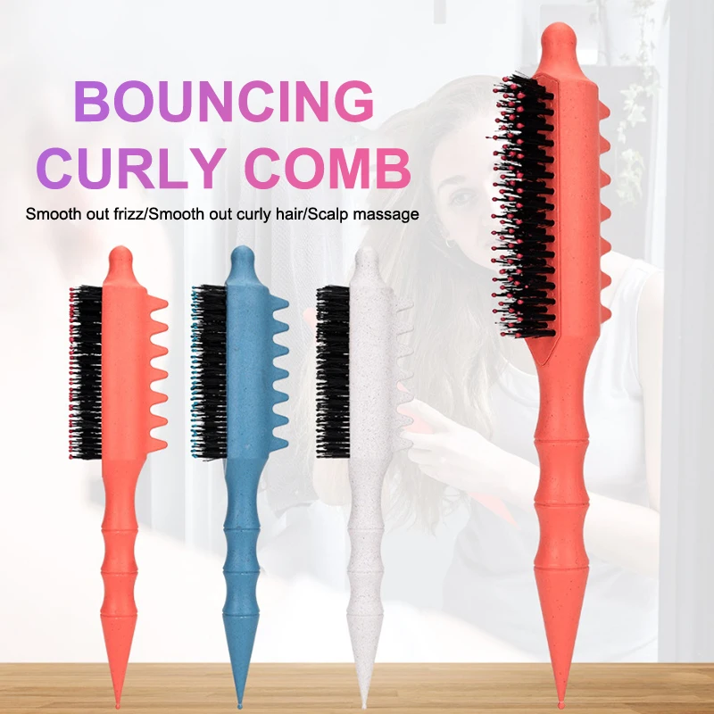 

Volumizing Brush Boar Bristle Teeth Curling Roller Comb For Fluffy Hair Roots Styling Straightening Hair Tools For Women Men