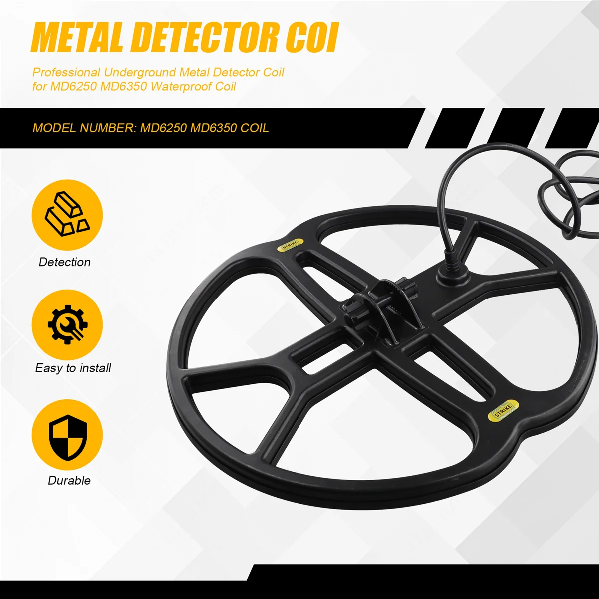 Professional Underground Metal Detector Coil for MD6250 MD6350 Waterproof Coil Vogue