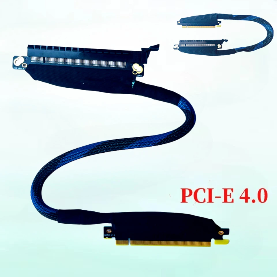 180 Degree Straight PCI-E 4.0 X16 Graphics Card Bending Extension Cable Left-Right GEN4 Lossless GPU Server Adapter Cable 32GB\S