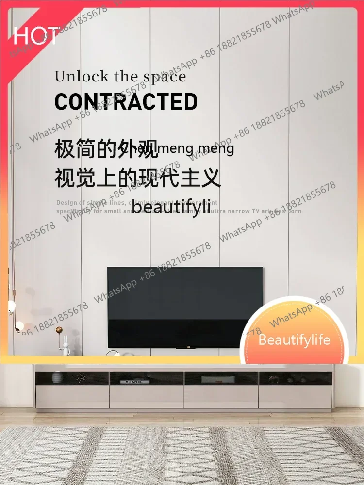 

A Floor TV cabinet Light luxury living room floor cabinet Small apartment household floor storage lockerSS 8617