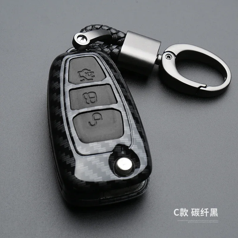 Carbon fiber silicone key remote key fob case cover for Ford Mk3 Mk4 Fiesta Mondeo EcoSport Kuga Focus ST Focus 3 4