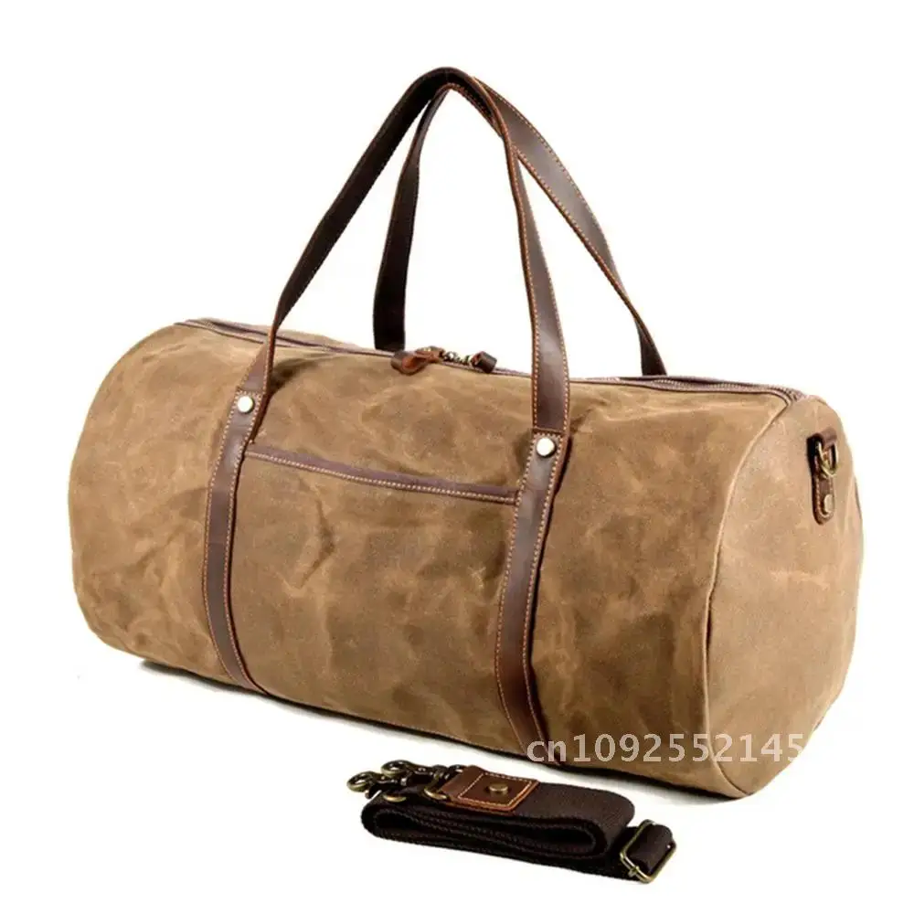 

Retro Style Waterproo Travel Bag Large Capacity Duffel Waxed Men Europen Handbags Travel Male Canvas Outdoor Bags