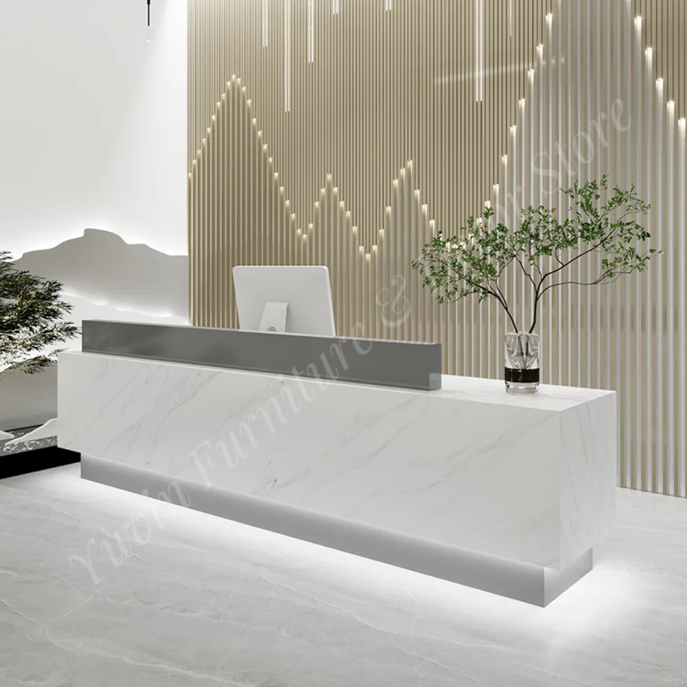Modern Wood Reception Desk for Hotel School Supermarket & Dining Areas Customizable Colors & Sizes Office Furniture