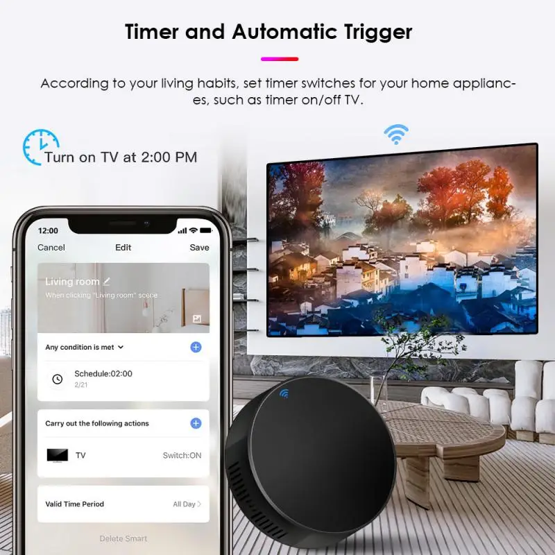 Control remoto inteligente para el hogar, controlador infrarrojo para aire acondicionado, TV, DVD, AUD, CA, compatible con Alexa y Google Home, WiFi, Tuya