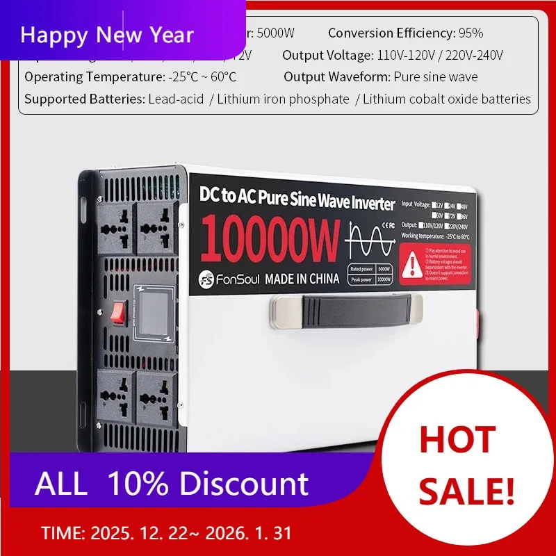 

【Hot Sale】10000W Pure Sine Wave Off Grid Inverter DC 12V 24V 48V 60V 72V To AC 110V 120V 220V 240V 10KW Inverters For Home Car B