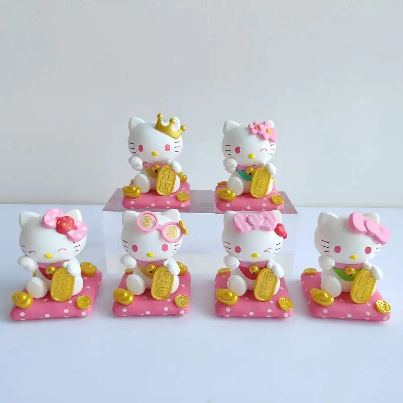 Caja Sorpresa de la Serie Kawaii Lucky Kitty, Figura de Dibujos Animados, Decoración para Coche y Escritorio, Muñeca, Regalo de Cumpleaños, Regalo de la Fortuna, Aleatorio, 2 Piezas