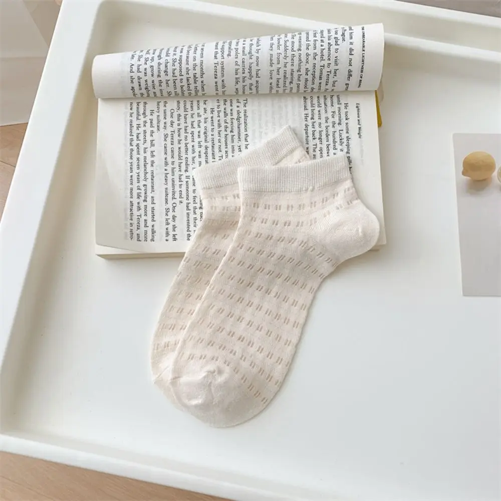 6Pairs Cute Simple Mesh Hole Socks Ins Style Breathable Solid Tube Socks Female Hosiery Sweet Socks Women Girl