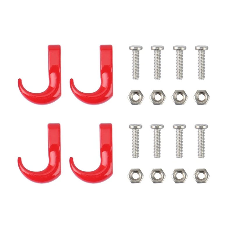 4Pcs 16X11mm Metal Trailer Tow Hook Shackle Rescue Hook For Traxxas TRX4M Axial SCX24 1/18 1/24 RC Crawler Car Parts