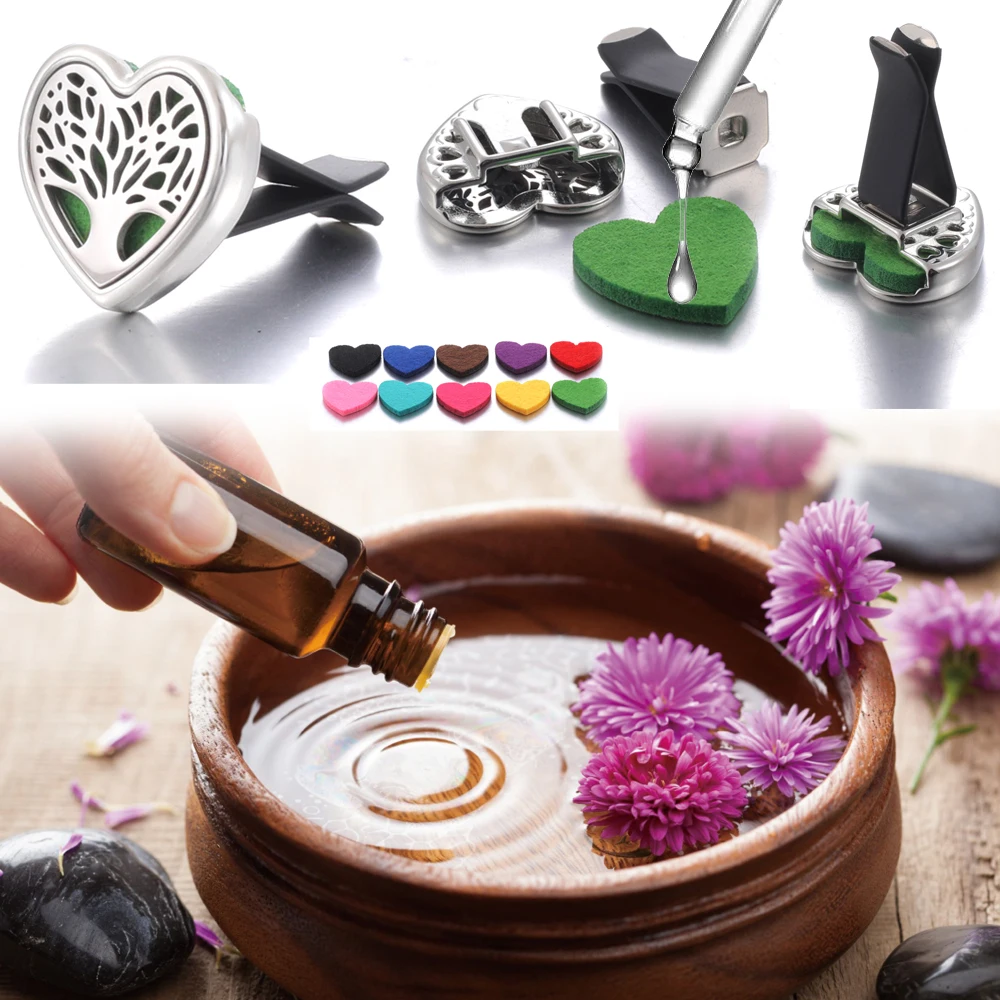 Heart Shape Car Aromatherapy Diffuser Pendant Car Vent Clips Tree of Life Aroma Perfume Essential Oil Diffuser Locket