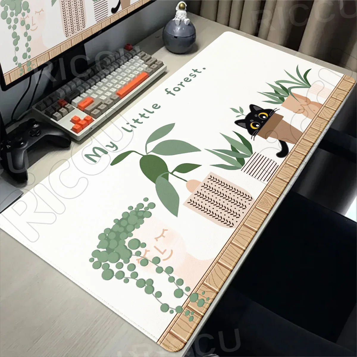 

Mouse Pad Gaming Cute Cat Large Home Computer Mousepad XXL XS Playmat Office Accessories Green Plant Desktop Extended Mouse Pad