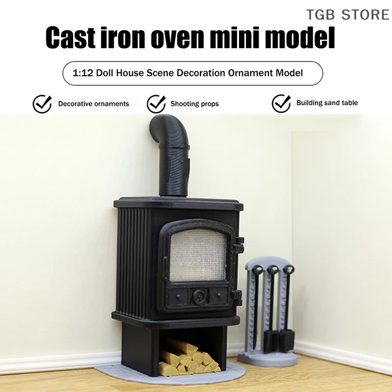 Mini poêle à cheminée, modèle de cheminée, maison de poupée, décoration de salon, accessoires de meubles, 1/12