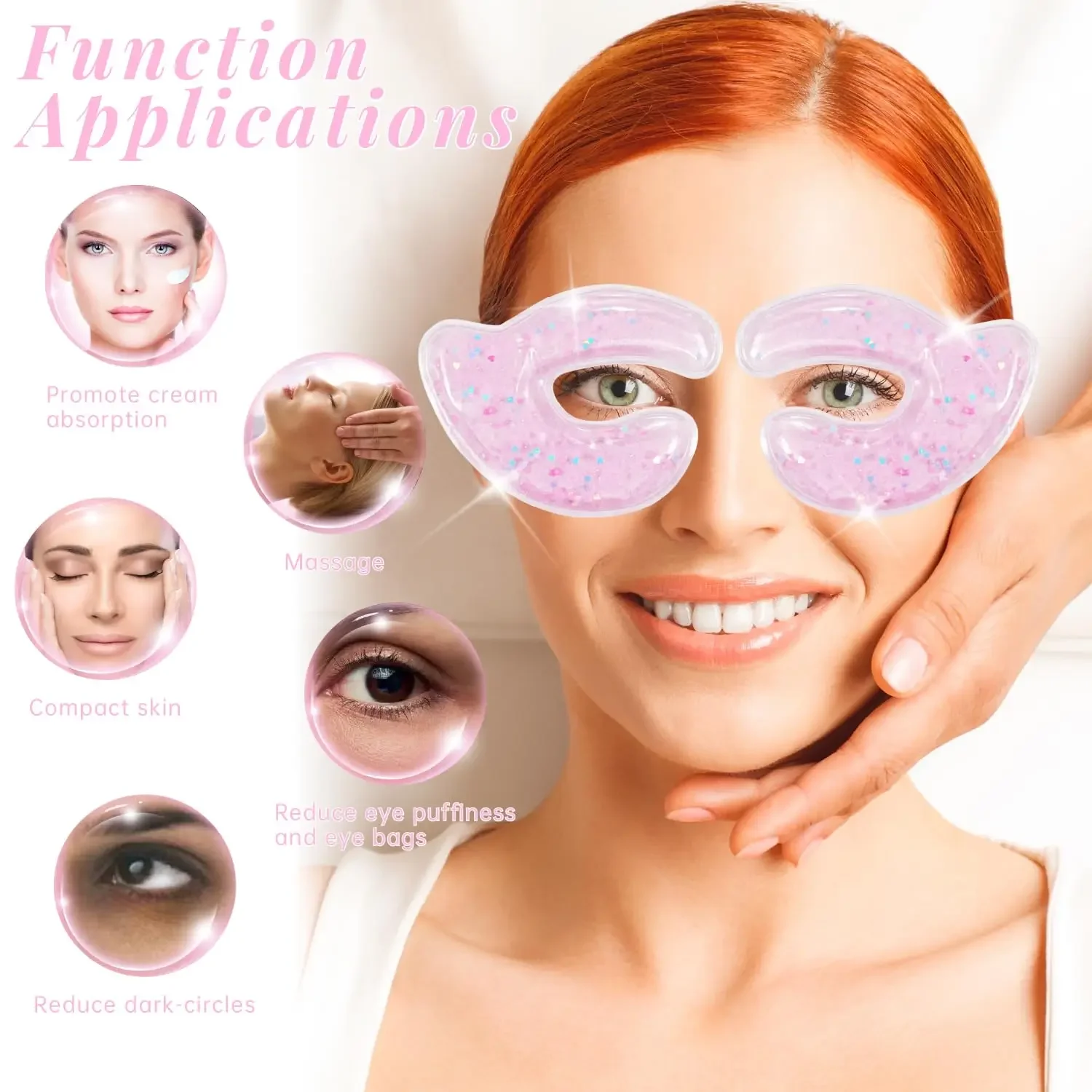 Reusable Eye Pads Gel Under Eye Pads Cold Warm Eye Compress for Reduce Puffiness Circles Wrinkle Cooling Eye Mask Ice Packs