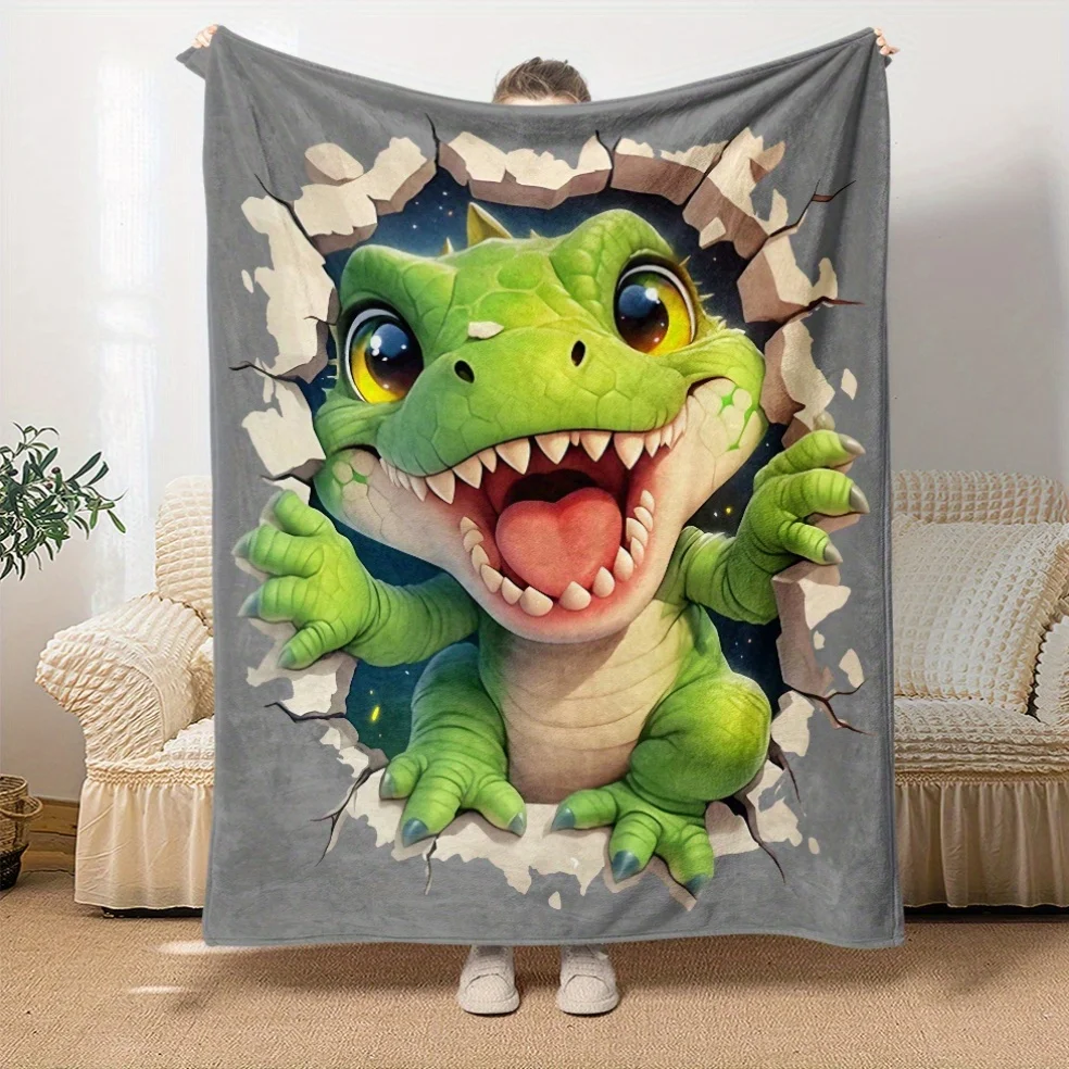 Crocodile Blanket Funny Cartoon Reptile Fleece Throw Novelty Design Soft Warm All Season Home Decor Gift