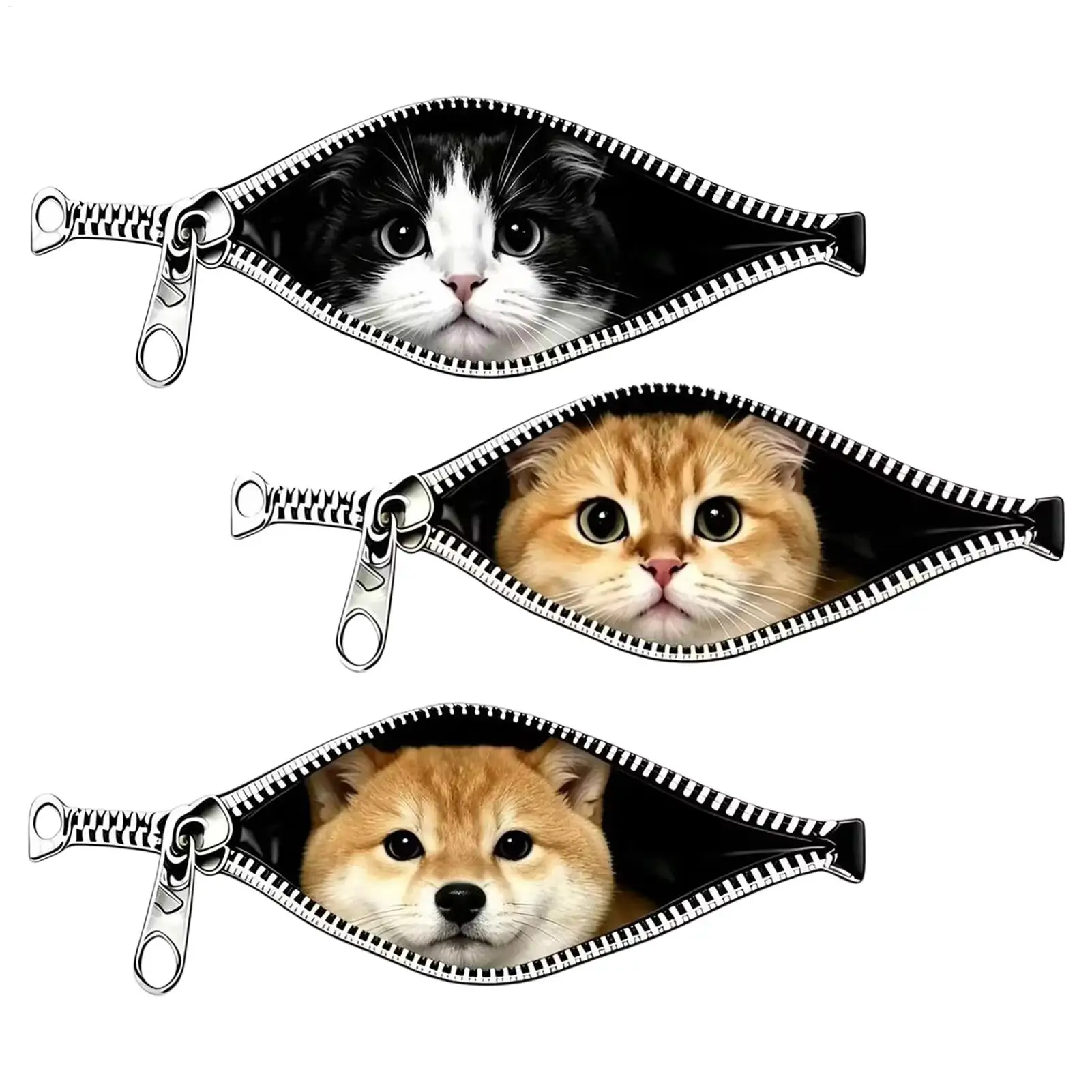 PVC Zipper Animal Pattern Car Stickers Waterproof Exterior Decals Car Window Stickers for Laptop Glass Mirror Truck Dashboard