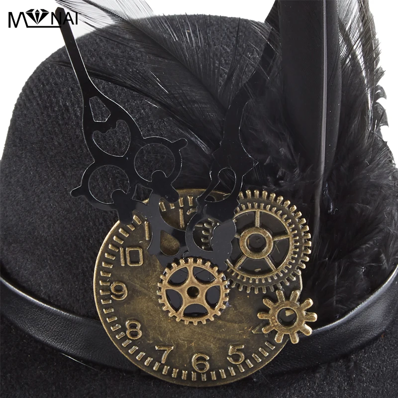 Meisjes Steampunk Zwart Mini Hoed Haar Clip Fotografie Decors Gothic Fedora Club Show Hoofd Slijtage