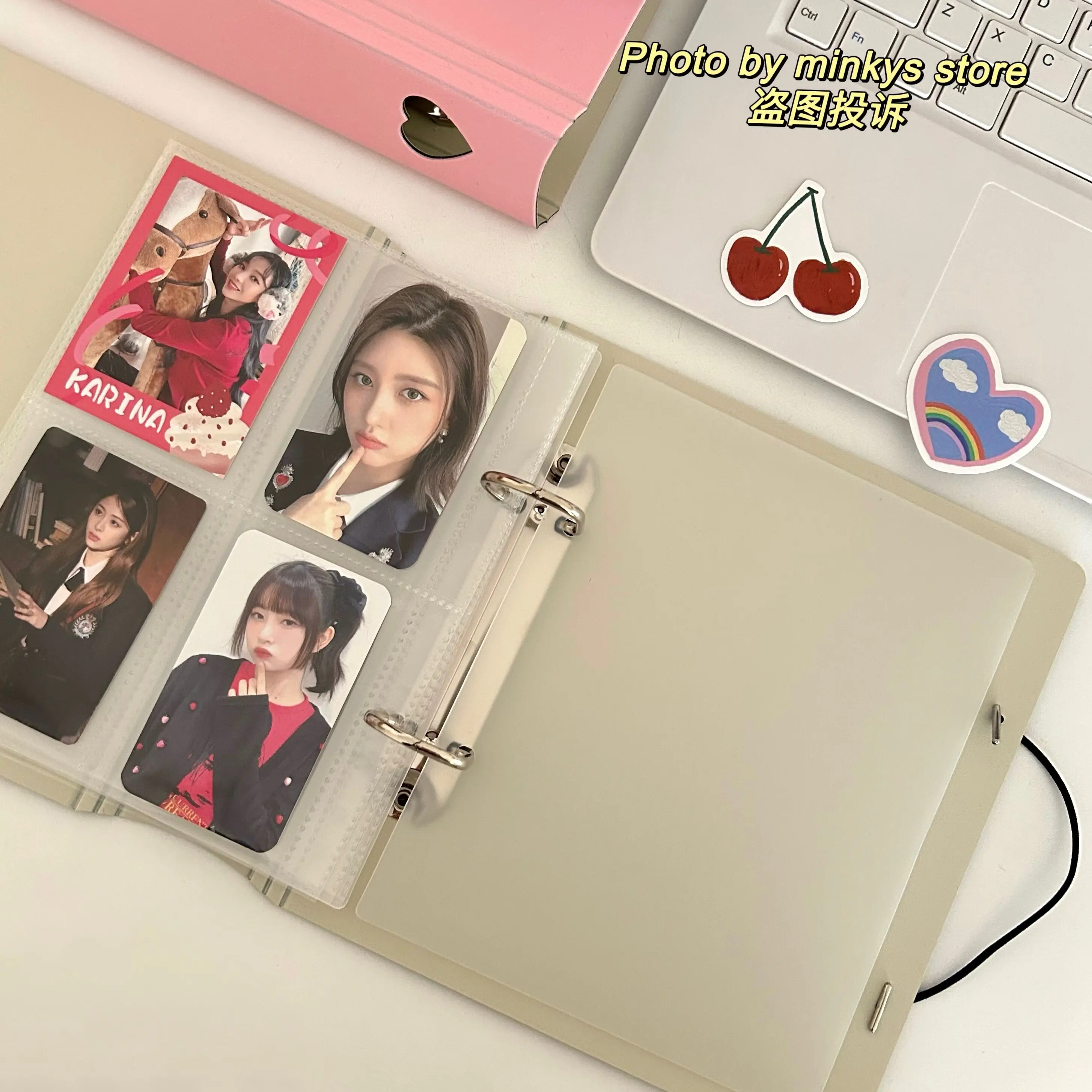 MINKYS Kawaii D Shape Ring 3 inch Kpop Photo Card Binder Large Capacity Idol Photocard Album Photocards Collect Book