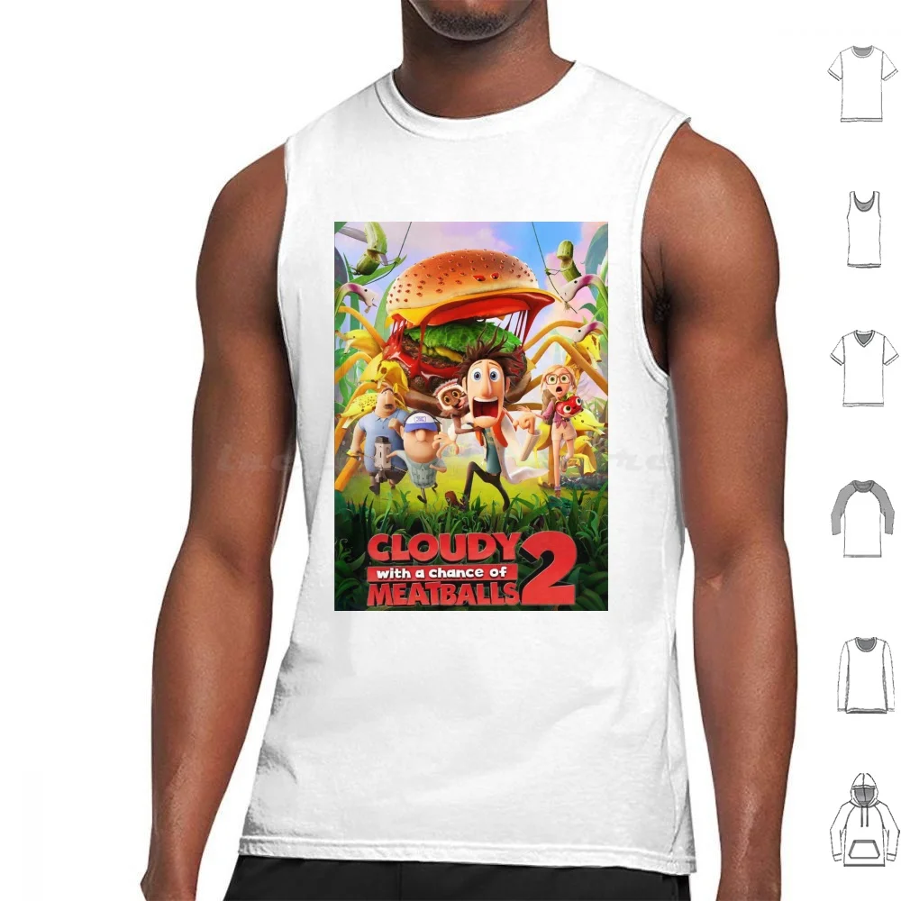 The Monster Burger Tank Tops Print Cotton Cartoon Funny Cloudy With A Chance Of Meatballs Tim Lockwood Fan Art