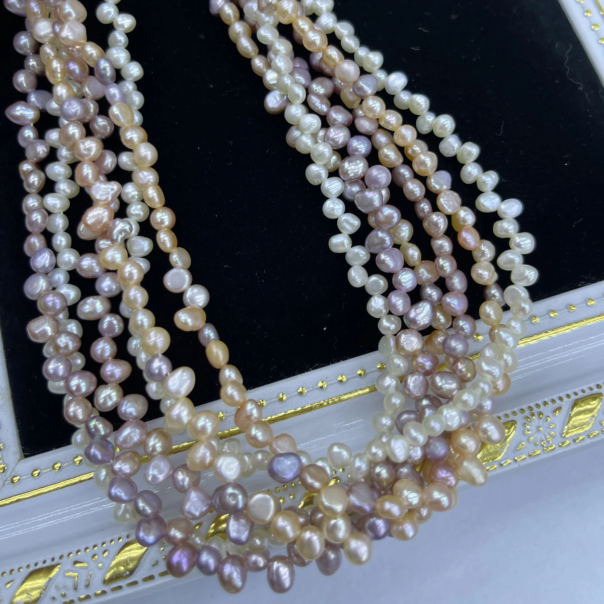 

4-5mm Natural Freshwater Pearls Irregular Wheat Shape Beads for Jewelry Making Supplies DIY Necklace Bracelet Accessories 36cm