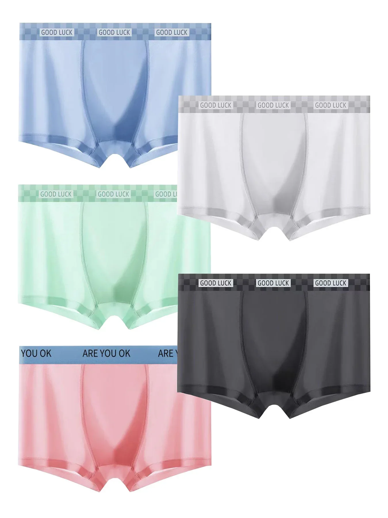 5-piece men's underwear ice silk style, cool, breathable and quick-drying, essential summer men's four-corner underwear