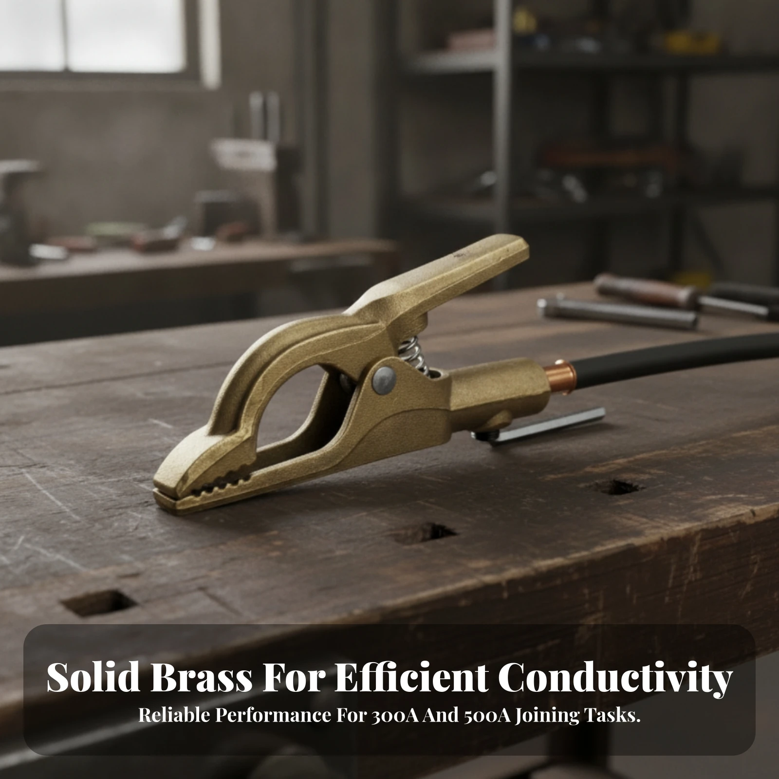 R-Shaped Grounding Clamp Heavy-Duty Brass Grounding Clamp Insulated for Electricians, Industrial, Workshop