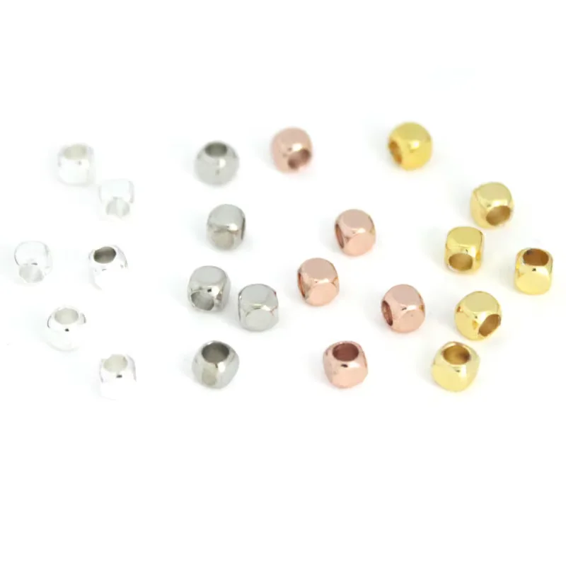 50 Stück 1,5–5 mm Edelstahl, quadratisch, großes Loch, Würfel-Abstandshalter, lose Perlen für DIY-Halskette, Armband, Schmuckherstellung, Zubehör – Detail 4