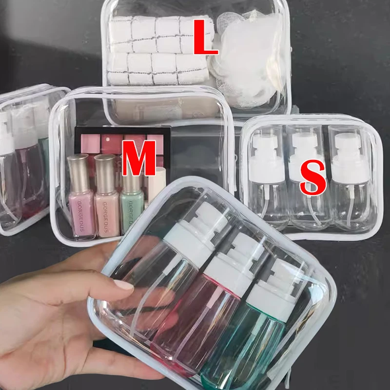 PVC Transparent Waterproof Makeup Bag Small Large Clear Cosmetic Bags Portable Travel Toiletry Wash Organizer Case Storage Pouch