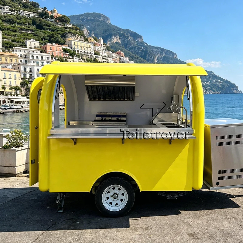 3 Sinks Concession Trailer Sale Smoothie Ice Cream Food Cart Mobile Kitchen Food Truck with Customized Interior Layout