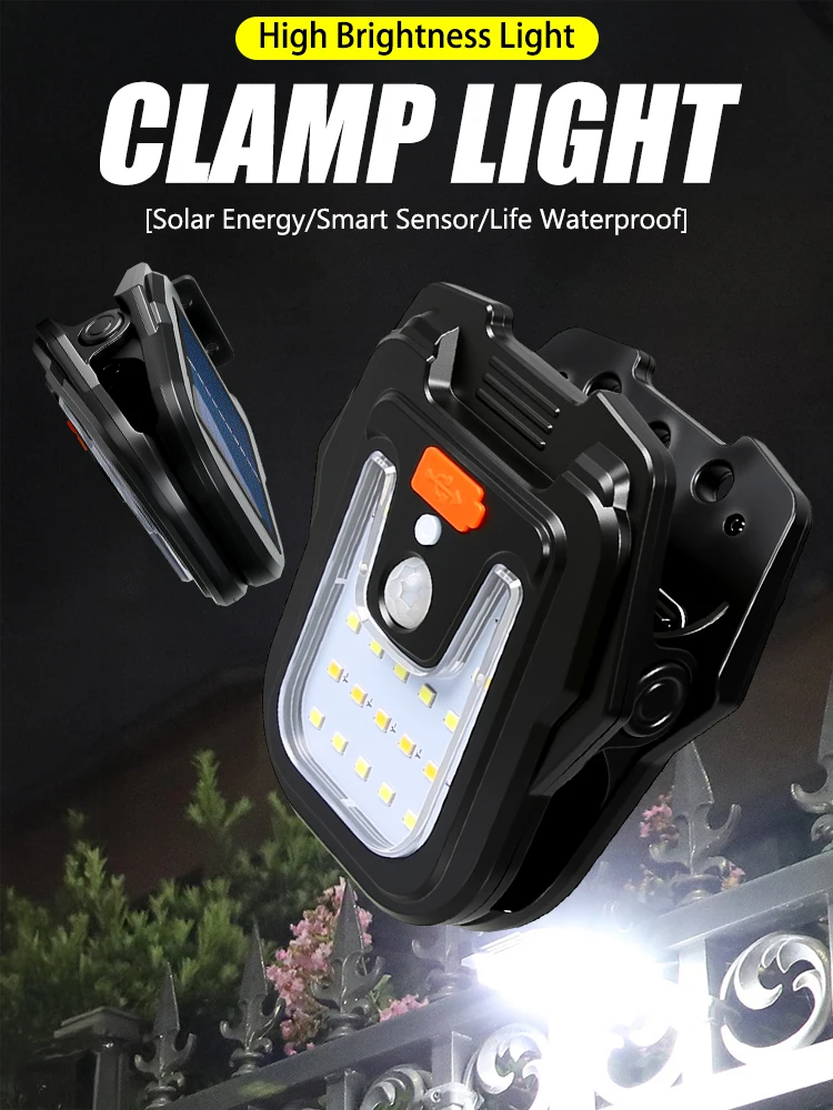 9900LM solaire jardin lumières extérieures pince lumière capteur de mouvement étanche lampe de Camping Rechargeable pour la décoration de jardin de paysage