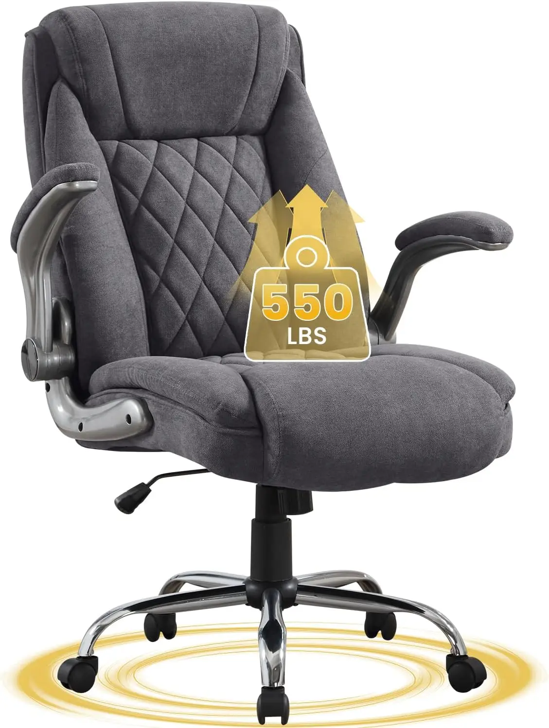 

Big and Tall Office Chair 500lbs Heavy Duty Executive Fabric Office Chair, Wide and Thick Seat Cushion, Ideal for Office Work