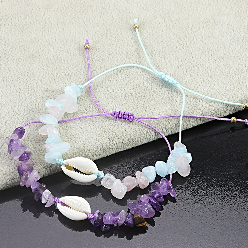 Fashion Irregular Gravel Natural Stone Bracelet for Women Simple Colorful Beads Shell Handmade Adjustable Bracelet Boho Jewelry