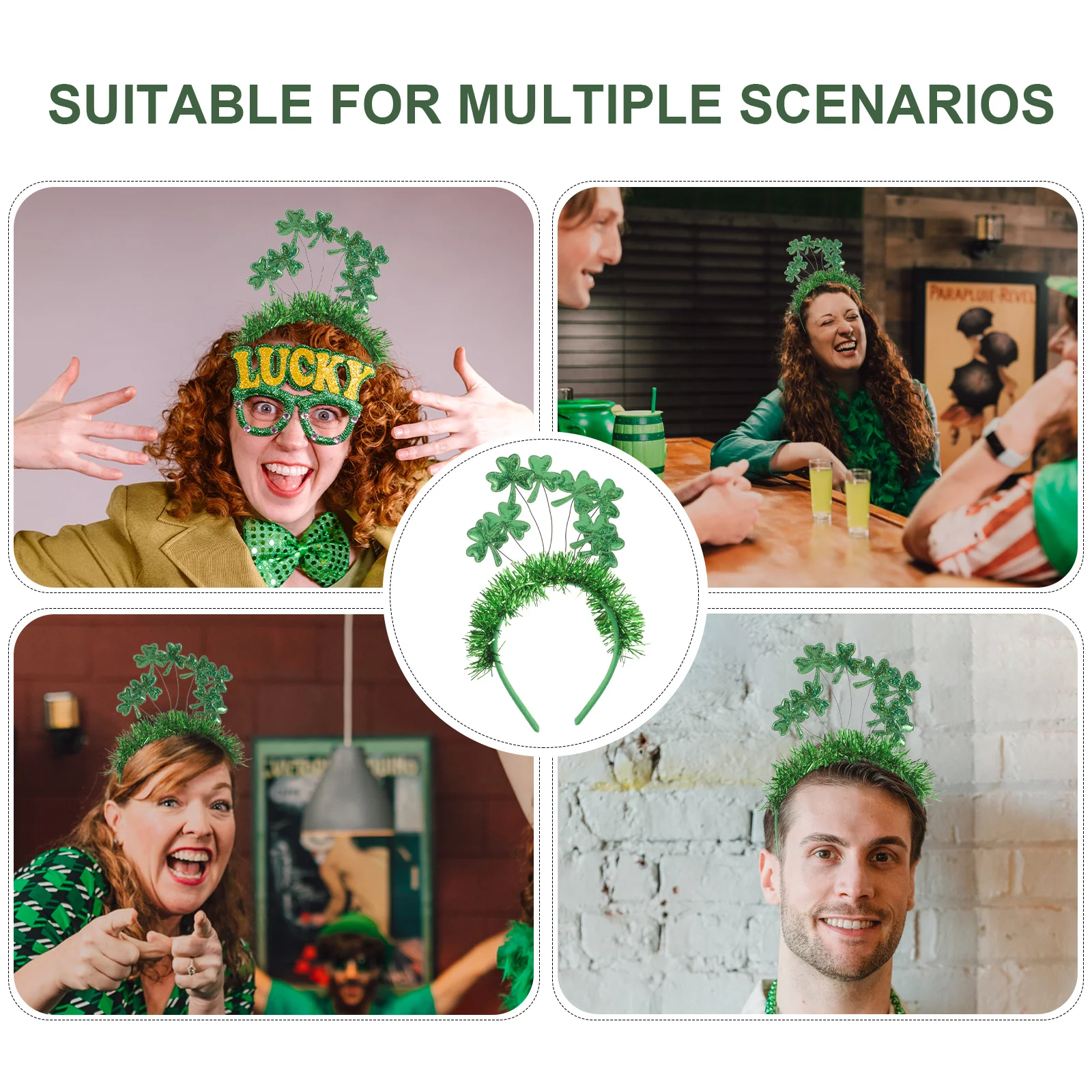عيد القديس باتريك شامروك هيرباند بهرج خوذة مهرجان صور الدعامة عقال للحفلات النساء الملحقات سانت باتريك يوم ديكور #6