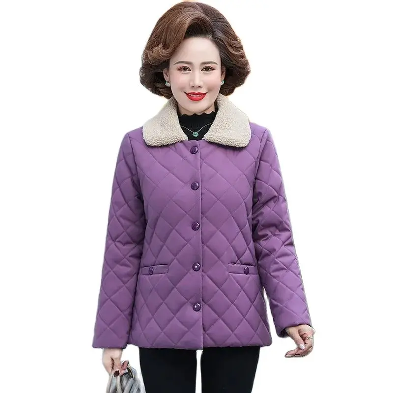 

Autumn Winter Short Cotton Clothes Coat Women 2023 New Fashion Thicken Add Velvet Jacket Square Collar Button Outerwear Female