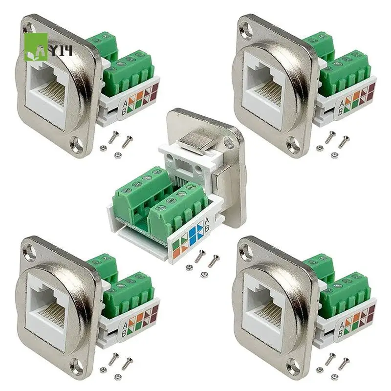 AY14 -RJ45/8P8C Panel Mount Connector D-Type RJ45 Female Solderless Terminal Network Module