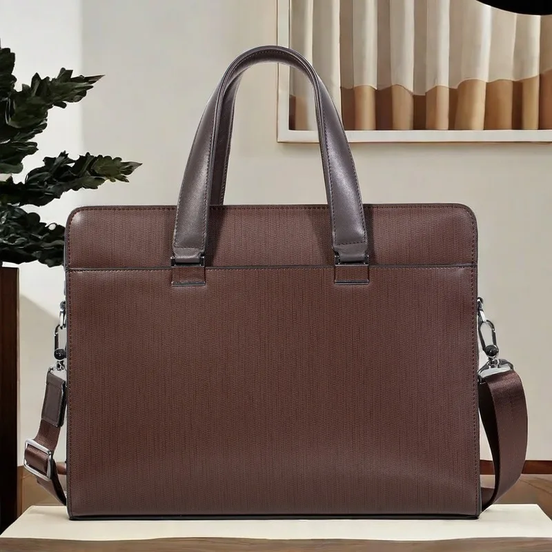 Men's business briefcase, men's leather computer bag, portable commuting handbag, cowhide large capacity high-end men's bag