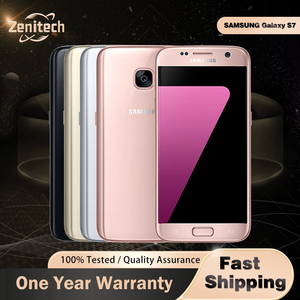 هاتف سامسونج جالاكسي S7 G930F G930A G930V 4G LTE الأصلي 5.1 بوصة AMOLED 4GB + 32GB 12MP + 5MP Exynos 8890 ثماني النواة S7