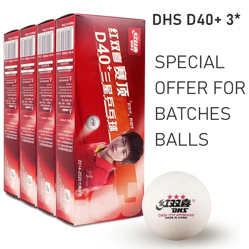 DHS Table Tennis Rubber D40+ 3-Star Saiding Ping Pong Balls White ABS Durable Rebounce Round Pingpong Professional Bulk Sales