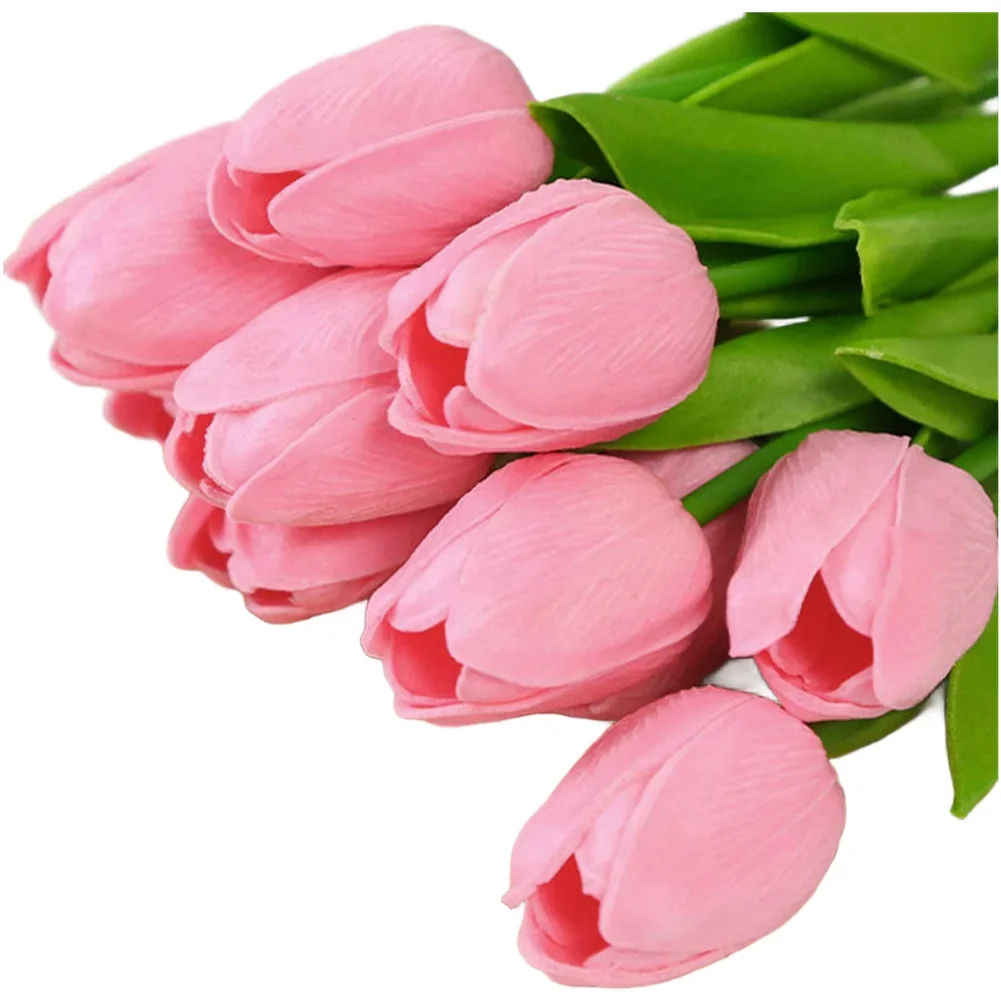 Tulip Artificial Flowers Bouquet PU Plastic For Indoor Outdoor Decor Wedding Photography Home 33cm Height Lifelike Design
