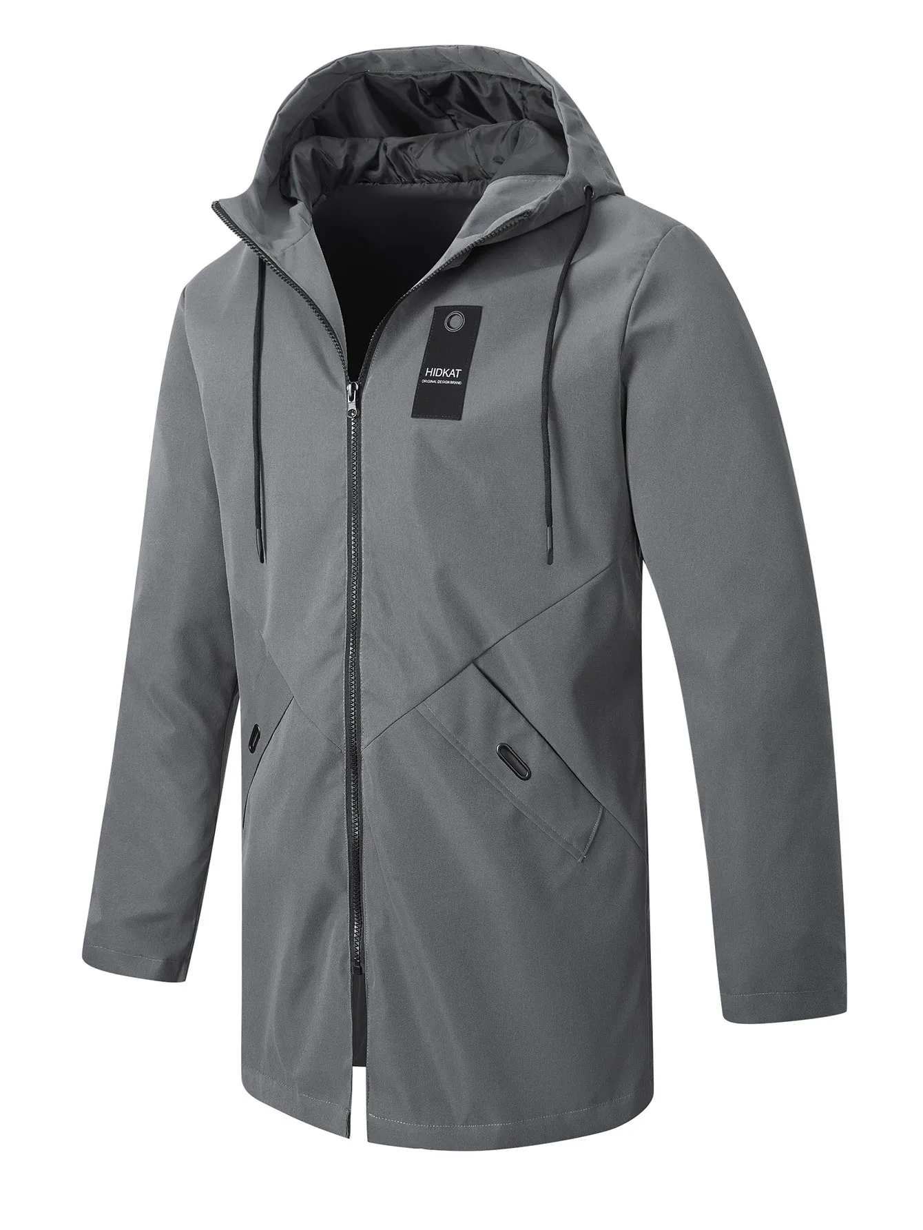 Mid-Length Trench Coat Casual Long Hooded Jacket Outerwear Fashion Mens Lightweight Windbreaker Autumn Winter Coats
