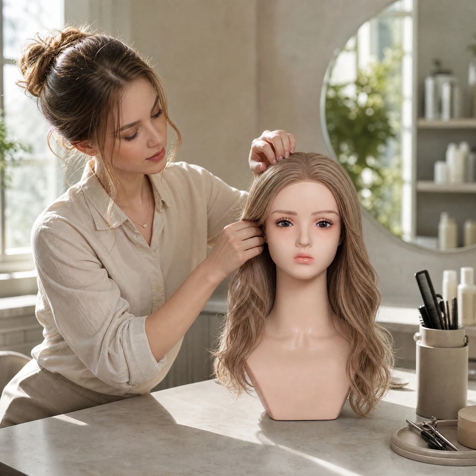 PVC Mannequin Head and Shoulder Bust Professional Mannequin Head with Shoulder Lifelike Smooth for Salon Owners, Boutique 6