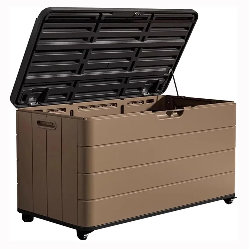 Hot Selling Lockable Weather Resistance 100 Gallon Portable Rectangle Vertical HDPE Outdoor Garden  Backyard Shed Storage