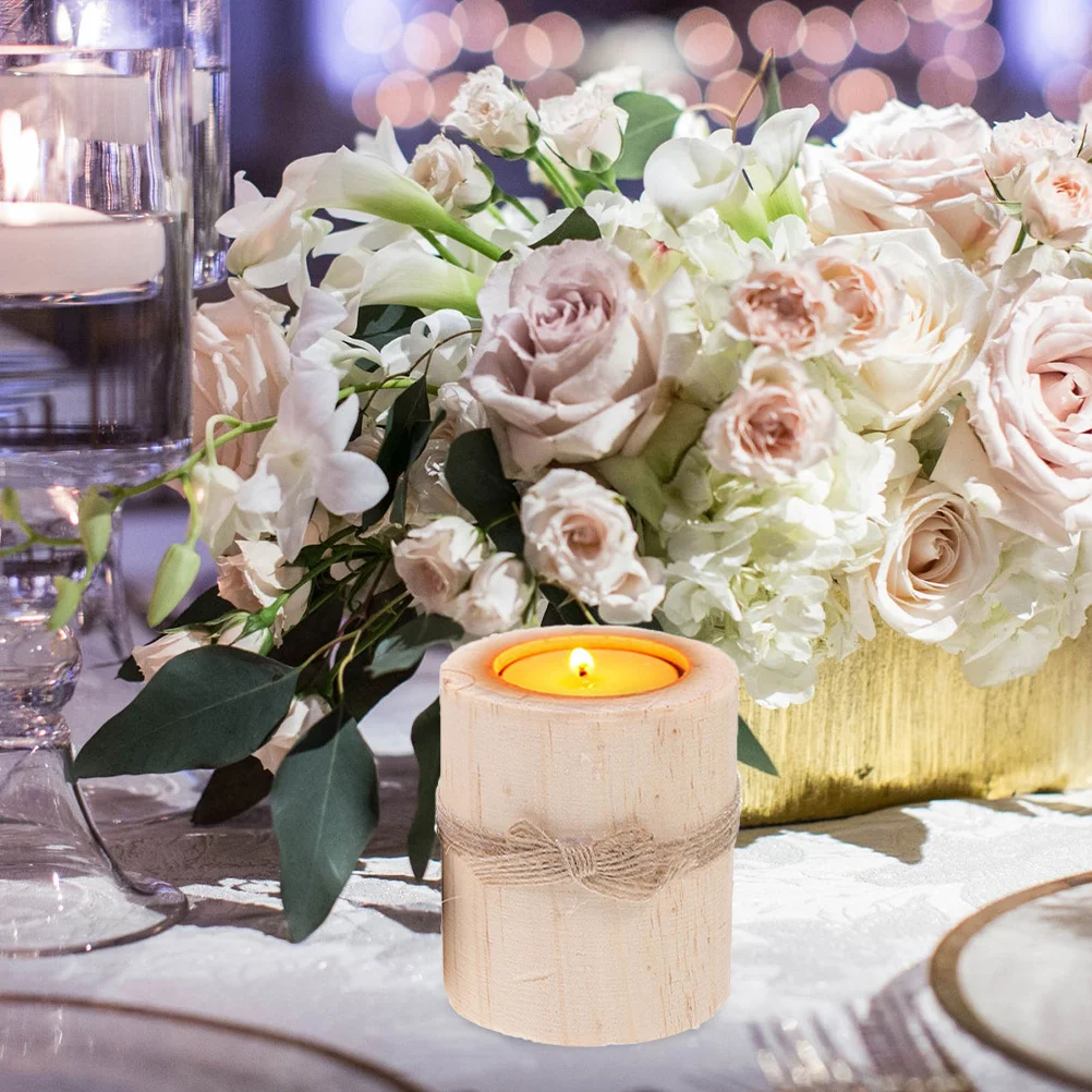 4 قطعة أصحاب ضوء الشاي الخشبي ريفي اليدوية نذري تقف تحف الزفاف ديكور ريفي حفل زفاف #5